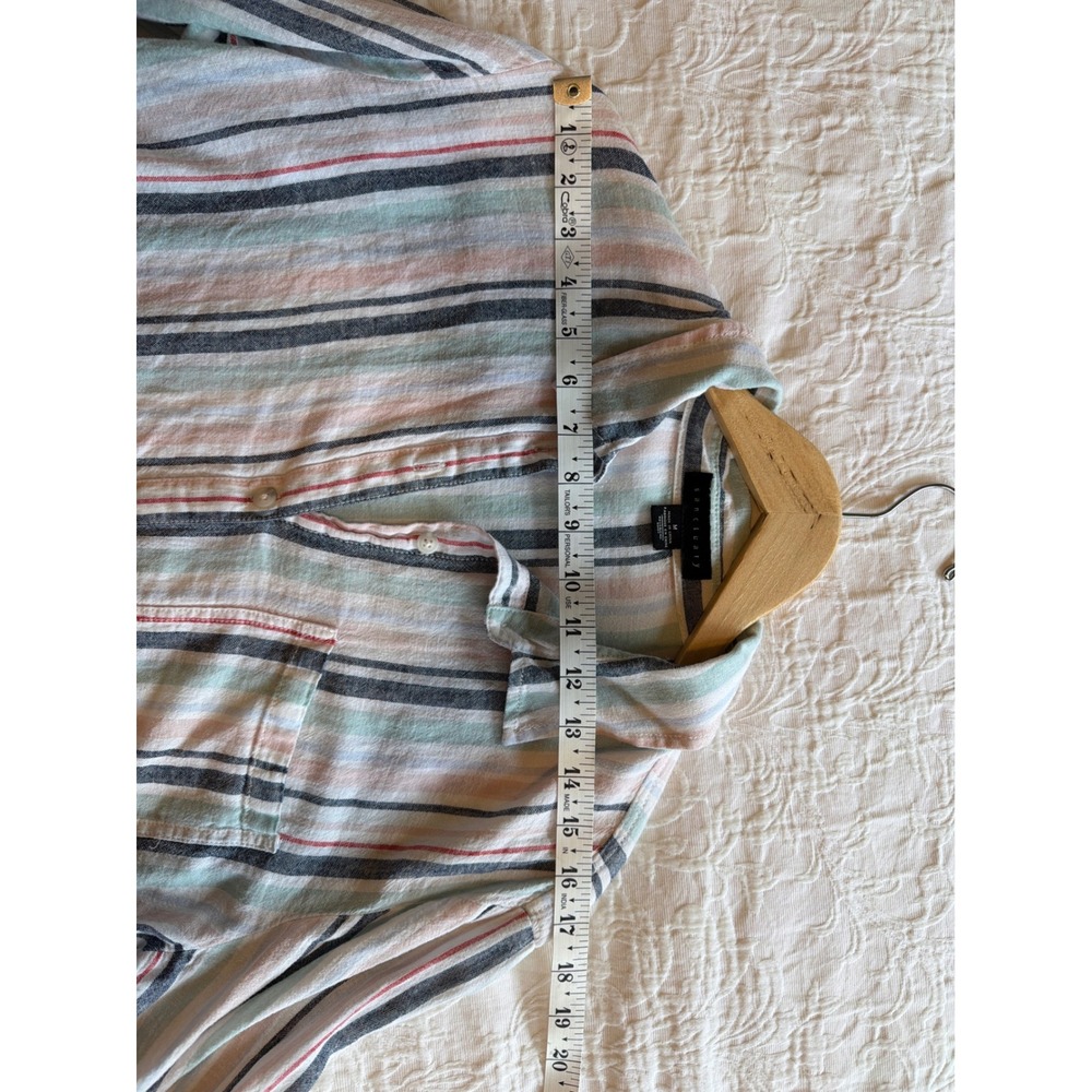 Sanctuary Boyfriend Shirt Womens Medium Linen Blend Striped Button Down - Picture 6 of 7